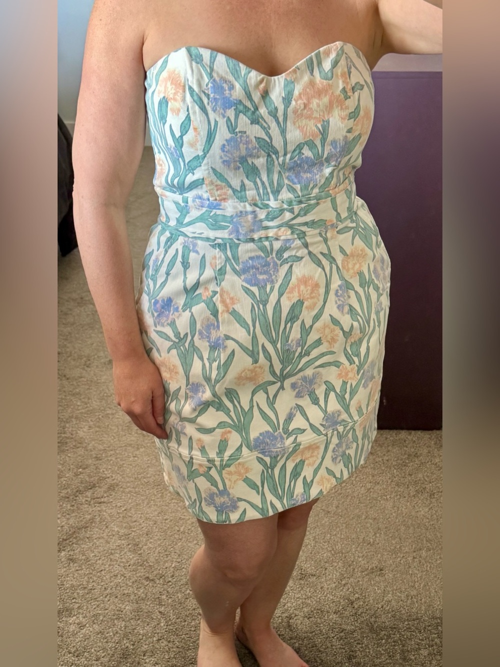 Floral Sleeveless Denim Dress